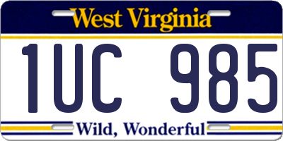 WV license plate 1UC985