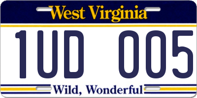 WV license plate 1UD005