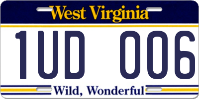 WV license plate 1UD006