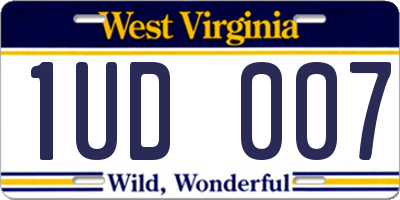 WV license plate 1UD007