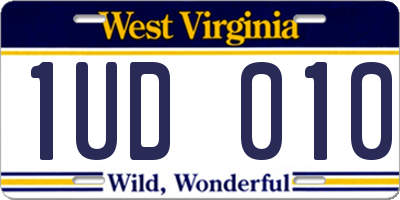 WV license plate 1UD010