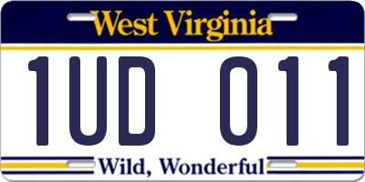 WV license plate 1UD011