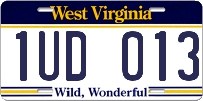 WV license plate 1UD013