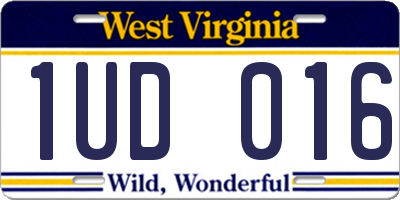 WV license plate 1UD016