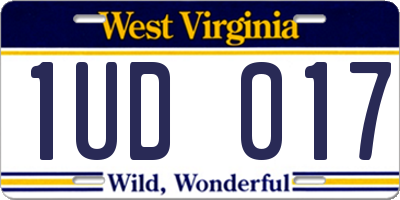 WV license plate 1UD017