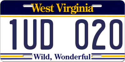 WV license plate 1UD020