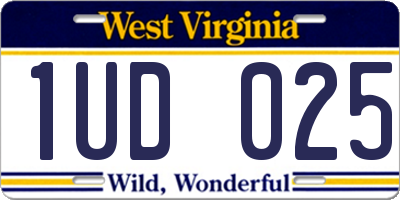 WV license plate 1UD025