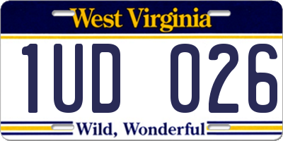 WV license plate 1UD026