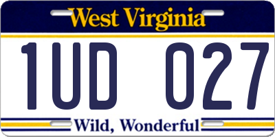 WV license plate 1UD027