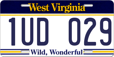 WV license plate 1UD029