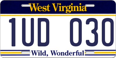 WV license plate 1UD030
