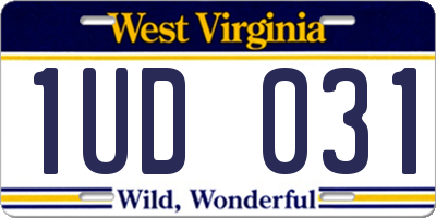 WV license plate 1UD031
