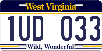 WV license plate 1UD033
