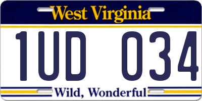 WV license plate 1UD034