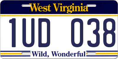 WV license plate 1UD038