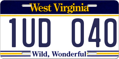 WV license plate 1UD040