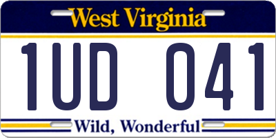 WV license plate 1UD041