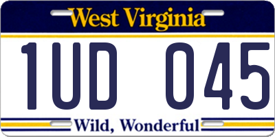 WV license plate 1UD045