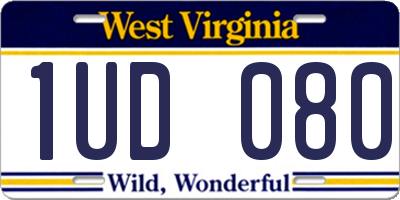 WV license plate 1UD080