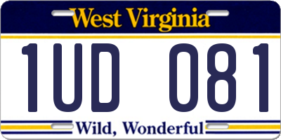 WV license plate 1UD081
