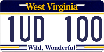 WV license plate 1UD100