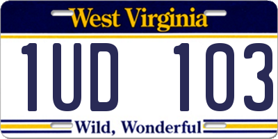 WV license plate 1UD103