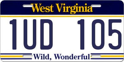 WV license plate 1UD105