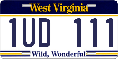 WV license plate 1UD111