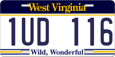 WV license plate 1UD116