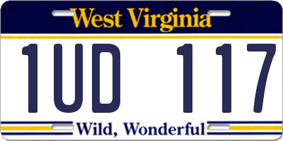 WV license plate 1UD117
