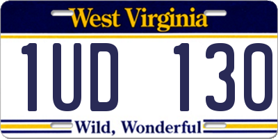 WV license plate 1UD130