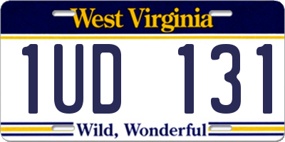 WV license plate 1UD131