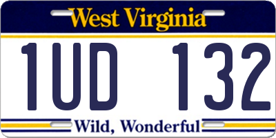 WV license plate 1UD132