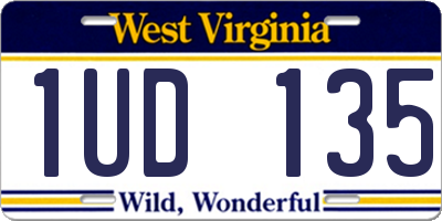 WV license plate 1UD135