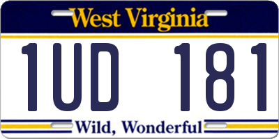 WV license plate 1UD181