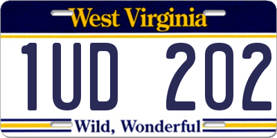 WV license plate 1UD202