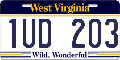 WV license plate 1UD203