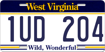 WV license plate 1UD204