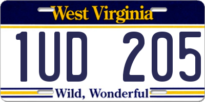 WV license plate 1UD205