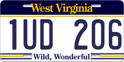 WV license plate 1UD206