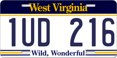 WV license plate 1UD216
