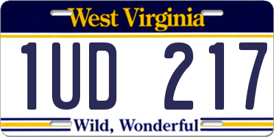WV license plate 1UD217