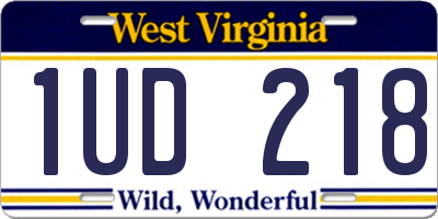 WV license plate 1UD218