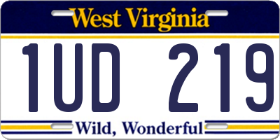 WV license plate 1UD219