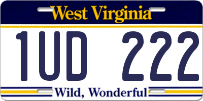 WV license plate 1UD222