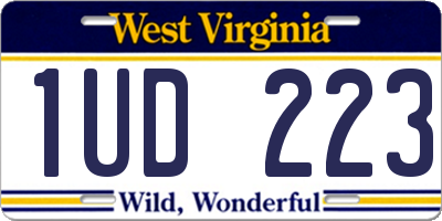 WV license plate 1UD223