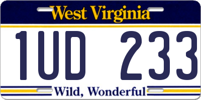 WV license plate 1UD233