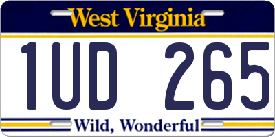 WV license plate 1UD265
