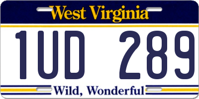 WV license plate 1UD289