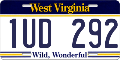 WV license plate 1UD292